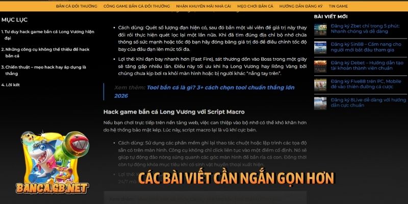Các bài viết cần ngắn gọn hơn