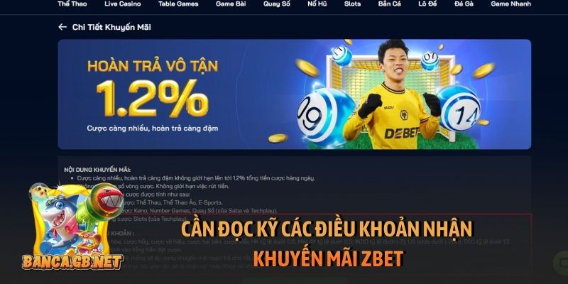 Cần đọc kỹ các điều khoản nhận khuyến mãi Zbet