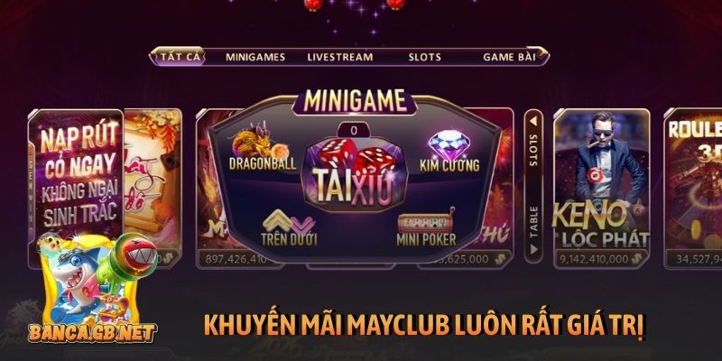 Khuyến mãi Mayclub - Ưu đãi khủng, thưởng lớn mỗi ngày 4 Khuyến mãi Mayclub luôn rất giá trị