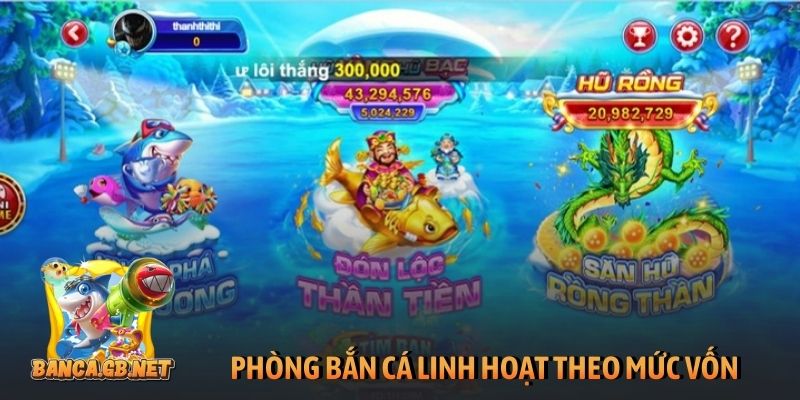 Phòng bắn cá linh hoạt theo mức vốn cho người chơi